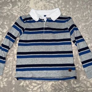 Janie and Jack Blue and Gray Striped Polo